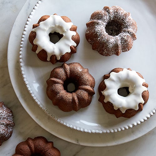Mini Gluten-free Chocolate Bundt Cakes with Mint Frosting