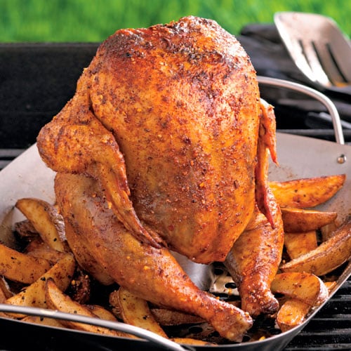 Smoky Beer Can Chicken With Potato Wedges Recipes Pampered Chef Us Site