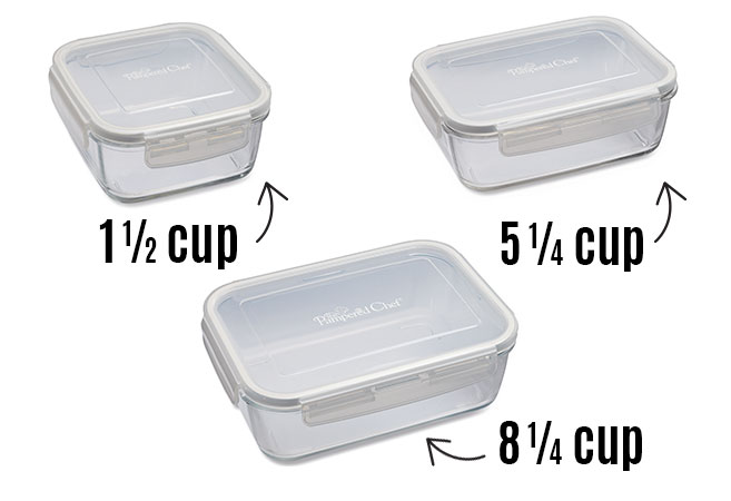 Pampered Chef LEAKPROOF GLASS Storage CONTAINERS - Set of 3 Assorted Sizes