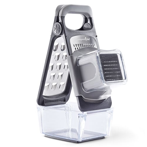 PAMPERED CHEF DELUXE CHEESE GRATER #1275 WITH BONUS MINI WET/DRY MEASURING  CUP