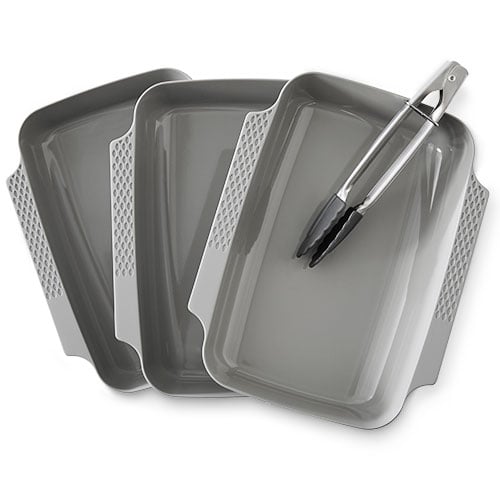 Relaxdays Breading Trays Stainless Steel, Fish Batter Station