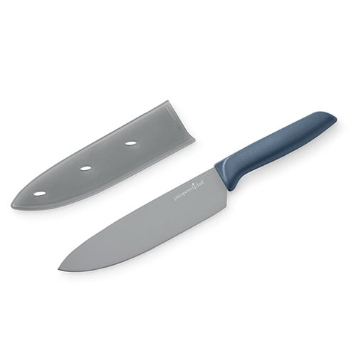 Pampered Chef COATED Stainless Steel Ergo Handled 7 CHEF'S KNIFE Nonstick  Light