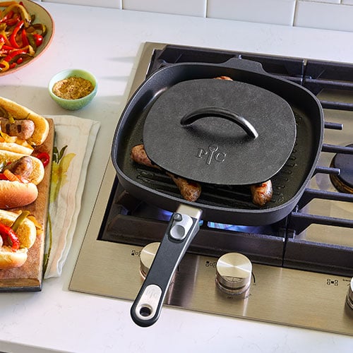 Pampered Chef Nonstick Double Burner Grill & Grill Press Set
