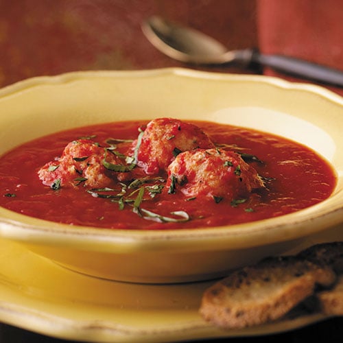 Tomato Basil Soup with Ricotta Dumplings